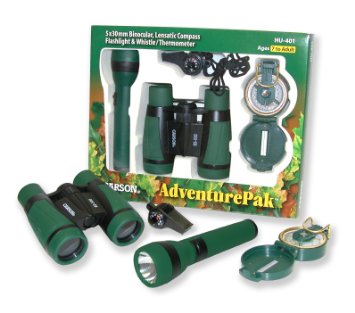 Carson AdventurePak Containing 5x30 Binocular, Lensatic Compass, Flashlight, and Whistle/Thermometer (HU-401)