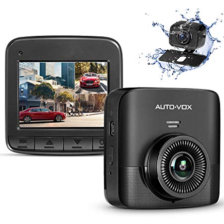 AUTO-VOX D5PRO Dual Lens Dash Cam 1520P Super Clear Dashboard Camera, Two Ways Installation Wide Angle Rear Camera Recorder with G-Sensor, Motion Detect and Loop Recording