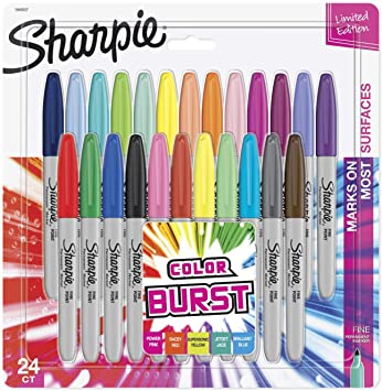 SHARPIE Color Burst Markers, Fine Point, 24 Count