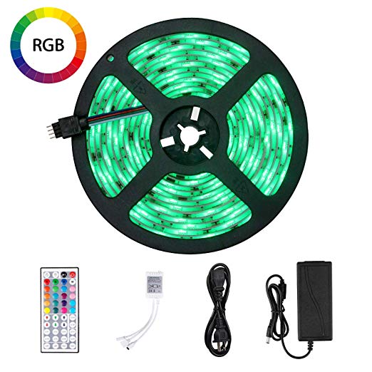 LED Strips Lights 5m Jayol LED Strip Lights Kit with Waterproof 5050 RGB 150leds 44-Keys IR Remote Controler 12V UK Plug Power Adapter for Christmas Home Kitchen TV Decoration [Energy Class A    ]