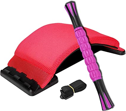 Back Stretcher Cushion Massager for Back Pain Relief & Office/Chair and Muscle Roller Stick for Athletes for Relief Muscle Soreness,Cramping and Tightness,Help Legs and Back Recovery(Red)