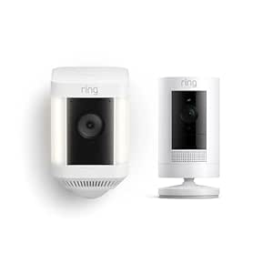 Ring Spotlight Cam Plus with Ring Stick Up Cam, Battery White