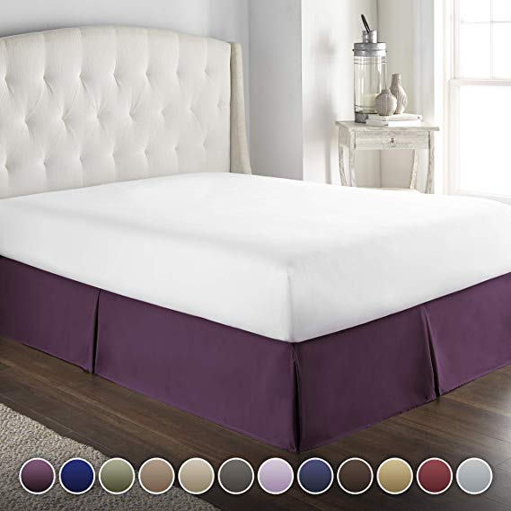 Hotel Luxury Bed Skirt/Dust Ruffle 1800 Platinum Collection-14 inch Tailored Drop, Wrinkle & Fade Resistant, Linens (Queen, Eggplant)