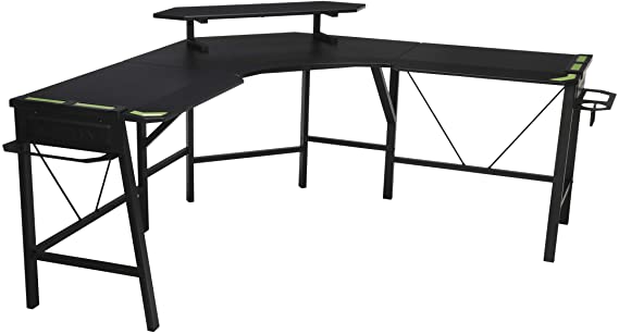 RESPAWN 2010 Gaming Computer Desk, L-Shaped Desk, in Green