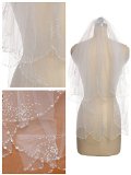 Passat Ivory 2 Tier Short Rhinestone Wedding Veil Bridal Veil with Crystals 14