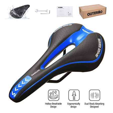 OUTERDO Bicycle Saddle MTB Road Gel Comfort Saddle Bike Bicycle Cycling Seat Cushion Pad 27 * 15CM …