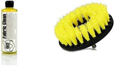 Chemical Guys CWS_103_16 Fabric Clean Carpet and Upholstery Shampoo and Odor Eliminator (16 oz) and Chemical Guys ACC_201_BRUSH_MD Medium Duty Carpet Brush with Drill Attachment, Yellow Bundle