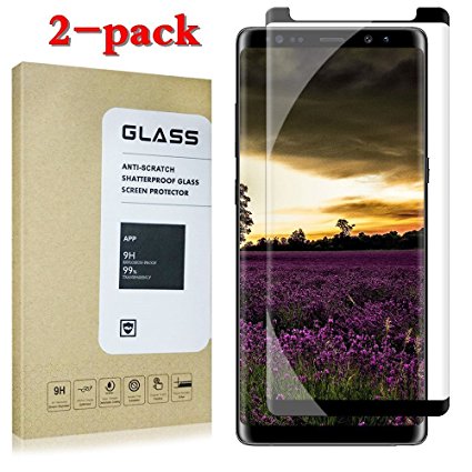 Galaxy Note 8 Premium Tempered Glass Screen Protector [Easy to Install][Case Friendly][Anti-Fingerprint]For Samsung Galaxy Note 8[2PACK][Black]