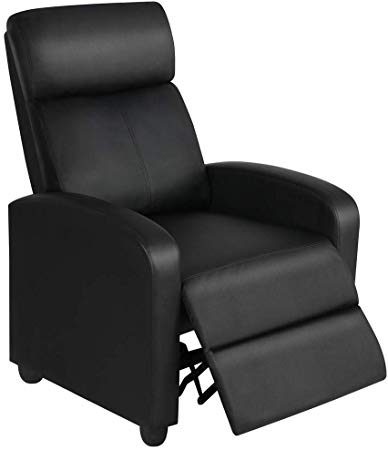 Yaheetech Recliner Chair PU Leather Recliner Sofa Home Theater Seating with Lumbar Support Overstuffed High-Density Sponge Push Back Recliners