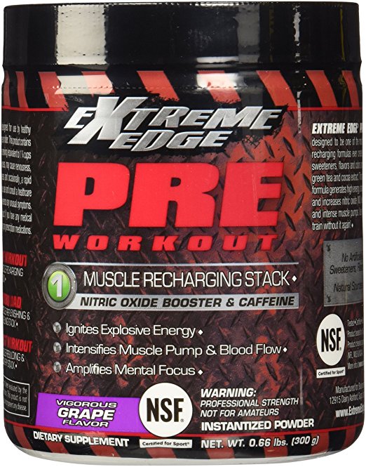 BlueBonnet Extreme Edge Pre Workout Powder, Vigorous Grape, 0.66 Pound