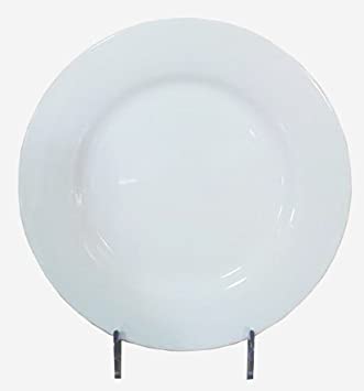 Thunder Group 9" White Porcelain Rolled Edge Round Plate (6 Count)