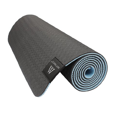 MATYMATS Non Slip TPE Yoga Mat with Carry Bag and Strap for Hot Yoga Pilate Gymnastics Bikram Meditation Towel- High Density Thick 14 Durable Mat 7224 Eco Safe Non Toxic