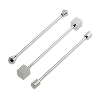 3 Pc Collar Bar Pin Set, MAD MEN Edition, Silver Tone Barbell Assorted Styles by Puentes Denver