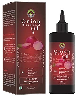 Holy Natural - The Wonder of World 100% Natural Onion Black Seed Hair Oil (8.45 fl oz / 250 ml) I Supports long, lustrous & shiny hair I No mineral
