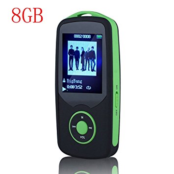 HONGYU R06 Portable Hi-Fi 8GB Bluetooth MP3 Music Player with FM Radio and Voice Recorder 50 Hours Lossless Playing & Supports up to 64GB(Color Green)