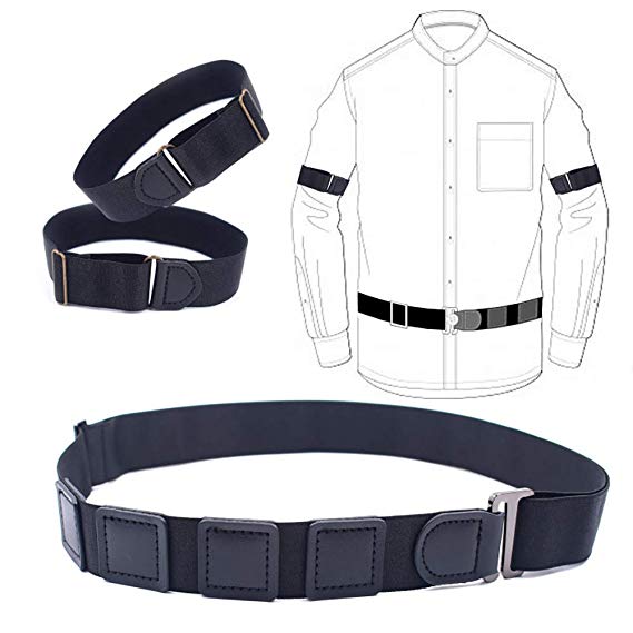 Milylove Mens Shirt Stay Black Tuck It Belt Non-slip Wrinkle Bandage Super Belt for Formal