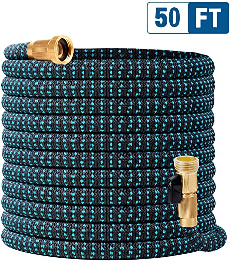 BLAVOR Garden Hose Expandable Water Hose 50FT Flexible Strongest Expanding Hose,3750D 4-Layers Latex,Heavy Duty for Watering and Washing with No Rust 3/4" Solid Brass[2020 Upgraded]