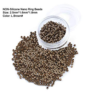 Neitsi Non-Silicone Nano Rings Beads for Nano Tip Remy Hair Extensions (500pcs, Light Brown)