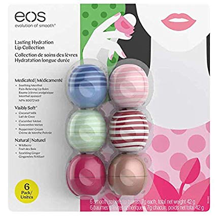 EOS Lasting Hydration Lip Treatment Collection, Variety Pack, 6 Smooth Balms, 0.25 Oz Each (Purse Size)