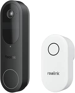 REOLINK Video Doorbell (Battery) with Chime, 1:1 Head-to-Toe View, 2.4/5 GHz WiFi, Person/Vehicle/Package Detection, No Monthly Fees