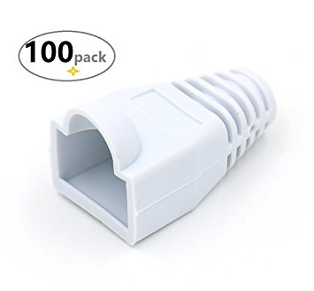 iExcell 100-Pack White CAT5E CAT6 RJ45 Ethernet Network Cable Strain Relief Boots