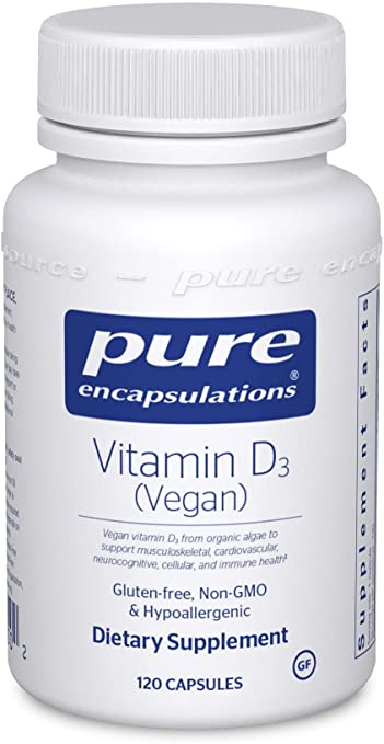 Pure Encapsulations Vitamin D3 Vegan | Support for Musculoskeletal, Cardiovascular, Neurocognitive, Cellular, and Immune Health* | 120 Capsules