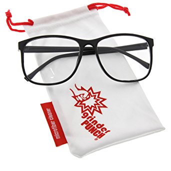 grinderPUNCH Large Nerdy Thin Plastic Frame Clear Lens Glasses