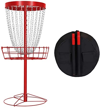 Yaheetech Practice 24-Chain Portable Disc Golf Basket Target and Accessories W/Carrying Bag Red