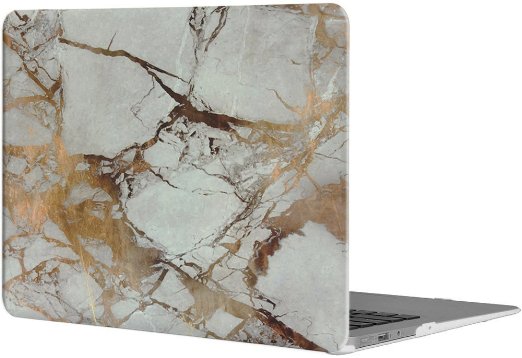 UCMDA Colorful Decal Laptop Case Hard Shell Case Cover for MacBook Air 13.3"-Marble-White/Gold