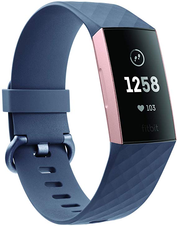 Fitbit Charge 3 Fitness Activity Tracker (Rose Gold and Blue Grey) with Offer on Accessory