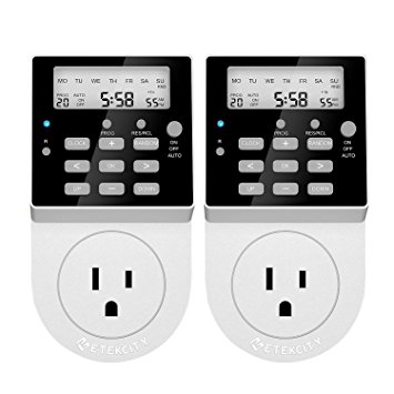 Etekcity 2 Pack Light Timer Outlet, Electrical Digital Plug in Heavy Duty with Back Light, 7 Day 20 Settings Programmable, 5610 Joules Surge Protection, Easy to Set Up, 15A/1800W