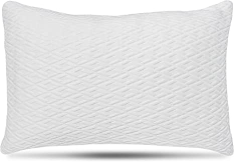 Queen Size Bamboo Pillow, Memory Foam Pillows for Sleeping, Adjustable Bamboo Pillow Set for Back, Stomach, Side Sleeper - Washable and Removable Case, (Queen (Pack of 1)