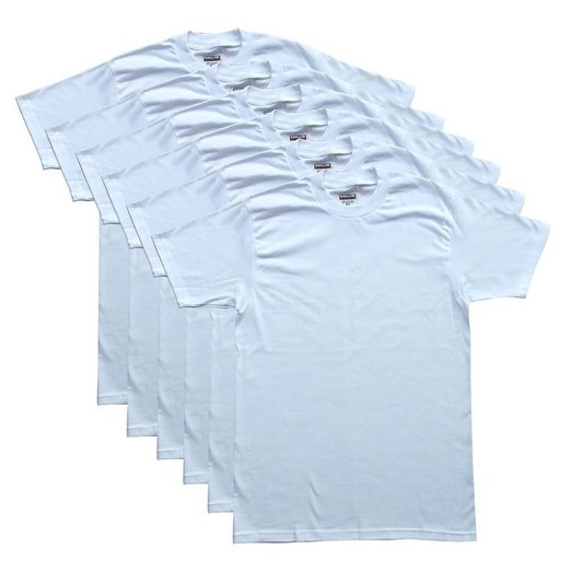 6 Pack Kirkland Signature Men's Crew Neck T-Shirts 100% Cotton Tagless - White
