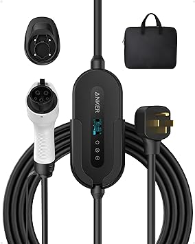 Anker Electric Vehicle Charger, 7.6KW Level 2 Portable Fast Charger with J1772 Connector and 25 ft Cable, NEMA 14-50 Plug, Scheduled Charging, Works with EV and Hybrid Vehicles, for Home and Outdoor