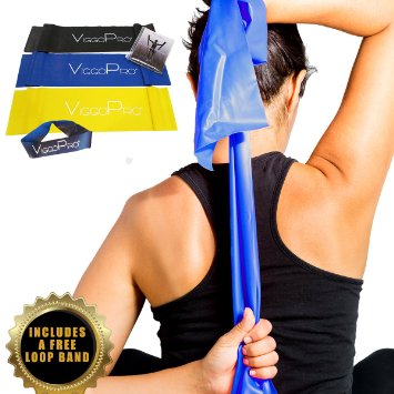 ViggoPro Resistance Bands  3 Pack plus FREE 1 Loop band  for Exercises Pilates CrossFit Workouts  Light Medium Tough  for menwomen  Legs Arms or Full Body  Best Durability  Enhance Your Workout Experience Now