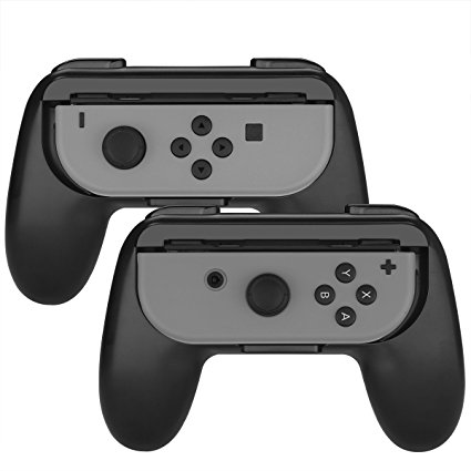 Nintendo Switch Joy-Con Grip, 2 Packs BASSTOP Wear-Resistant Joy-Con Grip Handle for Nintendo Switch (Black)