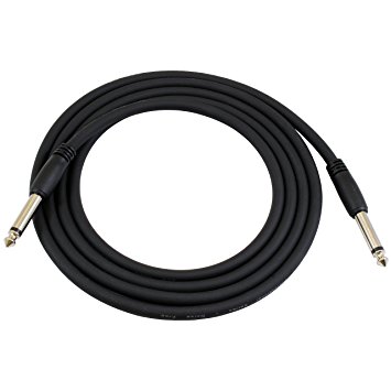 GLS Audio 6 Foot Guitar Instrument Cable Slim-Grip Series - 1/4 Inch TS To 1/4 Inch TS Black Rubber Molded Patch Cable - 6 Feet Pro Cord - SINGLE