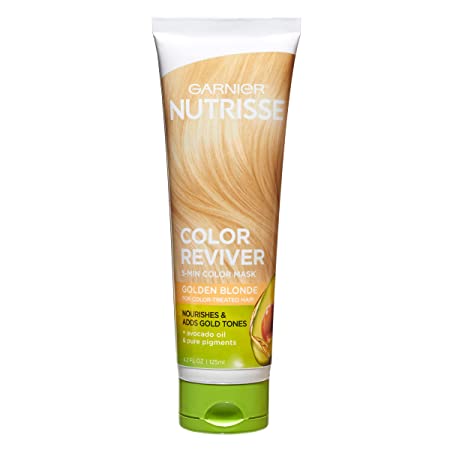 Garnier Nutrisse 5 Minute Nourishing Color Hair Mask with Triple Oils Delivers Day 1 Color Results, for Color Treated Hair, Golden Blonde, 4.2 fl. oz.