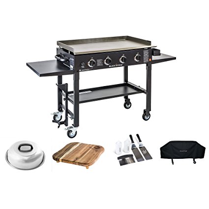 Blackstone 36 inch Outdoor Flat Top Gas Grill Griddle Station Deluxe Bundle 4-burner Grill, Cover, Accessory Kit, Melting Dome and Cutting Board