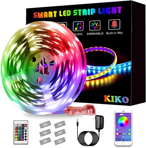 LED Light Strip, KIKO Color Changing Led Lights 21.3ft/6.5m SMD 5050 RGB Strips Lights with Bluetooth and Remote Controller Sync to Music Apply for Bedroom, Party and Home Decoration