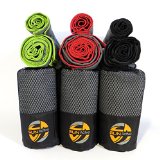 Microfiber Travel Gym Towel Bundle - FREE Small Hand Size with Large - Quick Absorbent and Fast Dry - Compact for Yoga Beach Pool Golf Hiking and Carry on Luggage