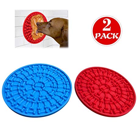 TESLUCK Dog Lick Pad, Dog Washing Distraction Device for Dogs Bathing Grooming, Silicone Dog Slow Feeder Lick Mat with Super Suction, Bath Buddy for Dogs, Shower Easy Just Spreading Peanut Butter