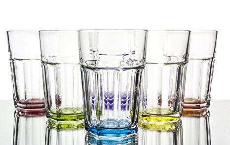 Rainbow Illusion Modern Colored Water/Beverage Glasses 6-Piece Set, 12.25 Ounce