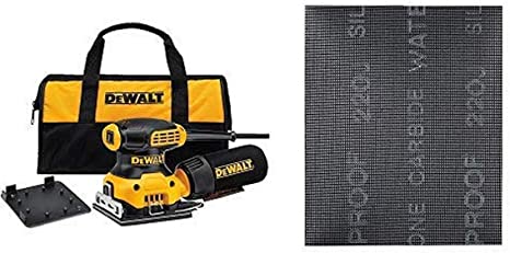 DEWALT DWE6411K 1/4 Sheet Palm Grip Sander Kit with DEWALT DWAM4323 120 Grit Mesh Sheet (5 Sheets), 1/4"