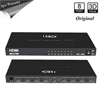 avedio links 1x8 Original 1 in 8 Out HDMI Powered Splitter for Full HD 1080P & 3D Support(One Input to Eight Outputs)