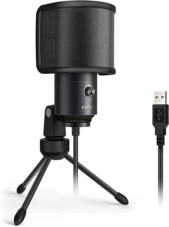 Computer Condenser PC Gaming Mic with Tripod Stand & Pop Filter for Streaming, Podcasting (K669B U1)