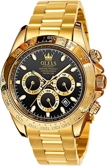 OPK Gold Watch for Men Automatic Luxury Mechanical Calendar Waterproof Father's Day Gifts