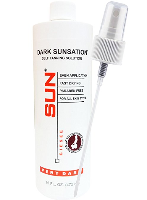 Sunless Tanning Solution Dark Sunsation (Very dark) | Sunless Self Tanning Liquid Solution for Professional Salon Airbrush Best | Sunless Self Tanning Liquid Spray Tan Solution Tanner