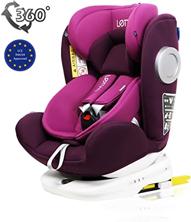 LETTAS Baby Car Seat for Child Group 0 /1/2/3 (0-36 kg/0-12 Year) ISOFIX  Top Tether Rotation 360° (Purple)