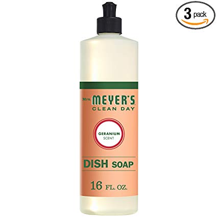 Mrs. Meyer's Clean Day Dish Soap, Geranium, 16 fl oz (Pack of 3)